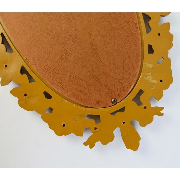 1970 Dart IND Vintage Gold Oval Rose Mirror Syroco ? Hollywood Regency - Picture 10 of 10